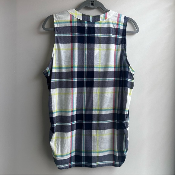 New York Laundry Sleeveless Plaid top with Ruching, Women's XL - Picture 4 of 7